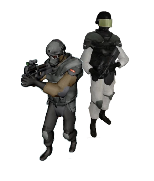 kaksi retropelihahmoa pyssyjen kanssa